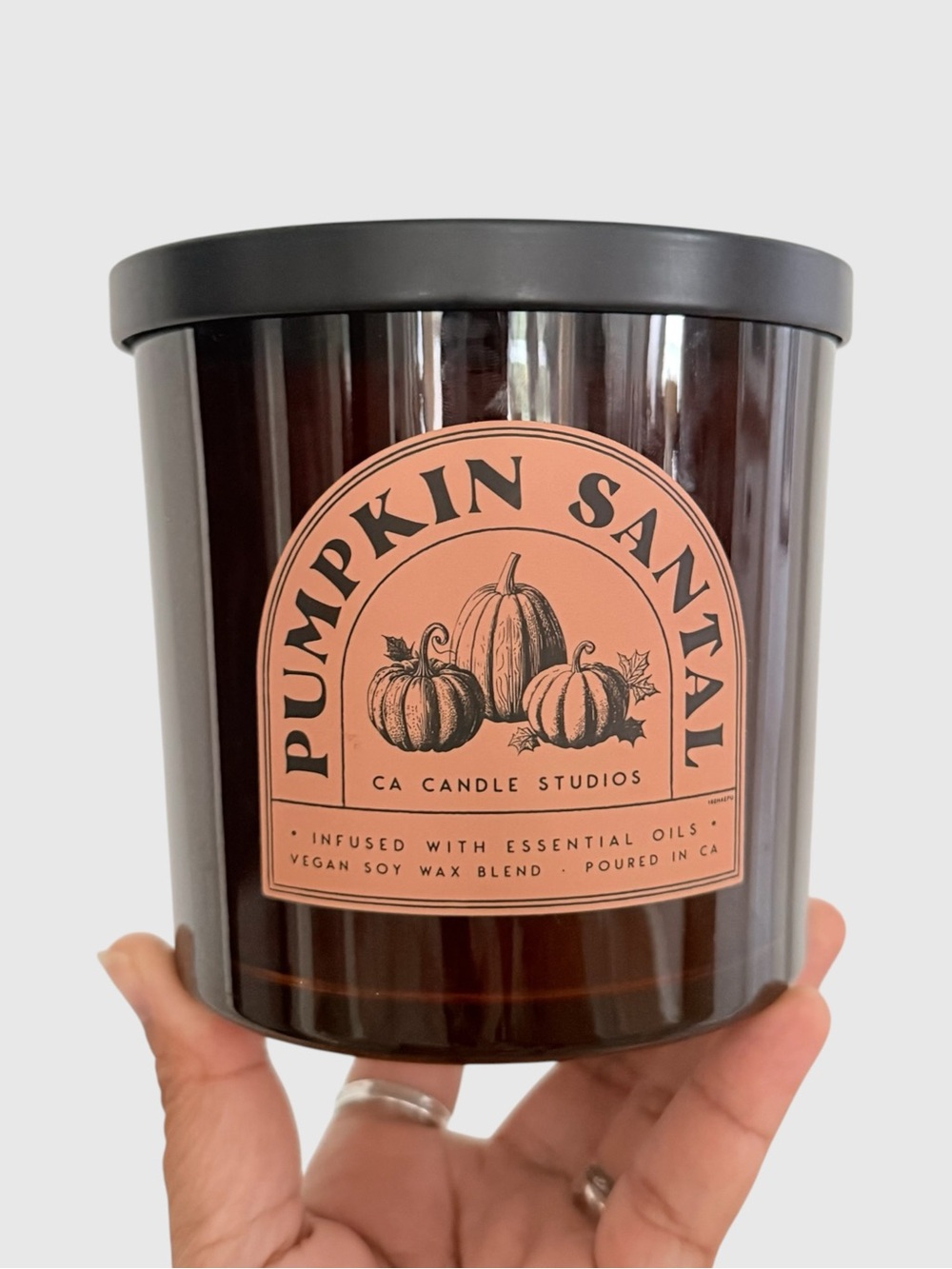 Leoben Company Pumpkin Santal Large Luxury Scented Candle - Brown & Peach